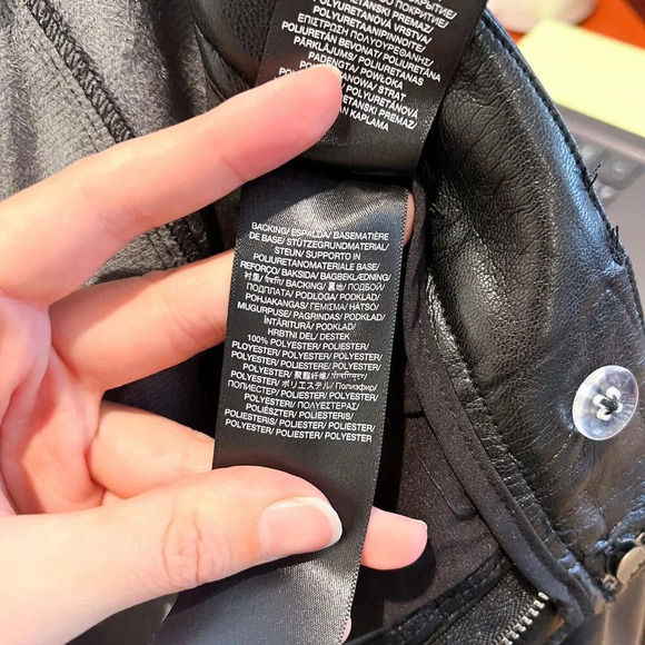 7 For All Mankind Black Vegan Faux Leather Wide Leg Classic Trouser Pants 27 NWT - Picture 13 of 13